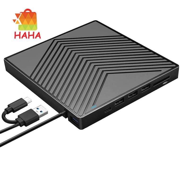 Ổ Đĩa DVD Ngoài 8 Trong 1 Với 4 Cổng USB Và 2 Khe Thẻ SD / TF Cho Laptop Windows 11 / 10 / 8 / 7