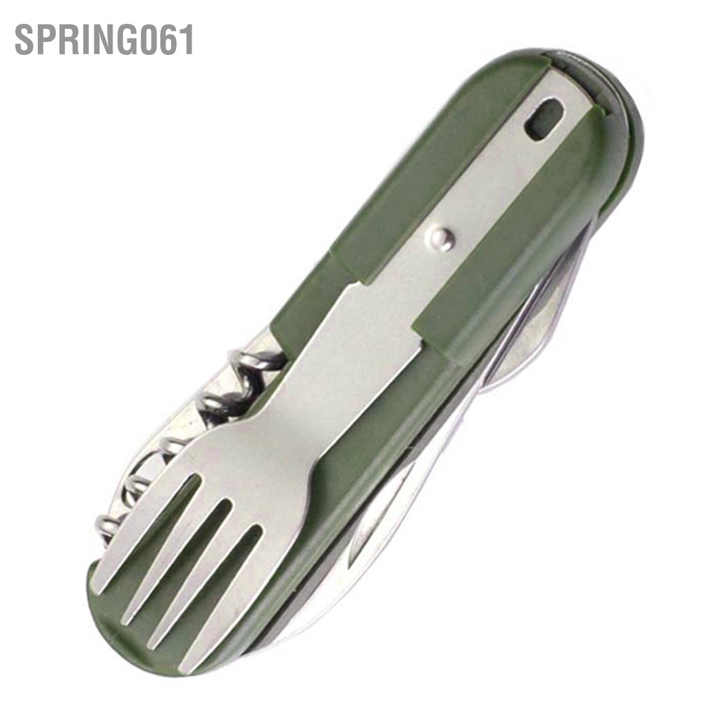 Spring061 Dụng Cụ Cắm Trại Bộ Dao Kéo Đa Năng Bằng Thép Không Gỉ Gấp Gọn Có Thể Tháo Rời Đồ Ăn