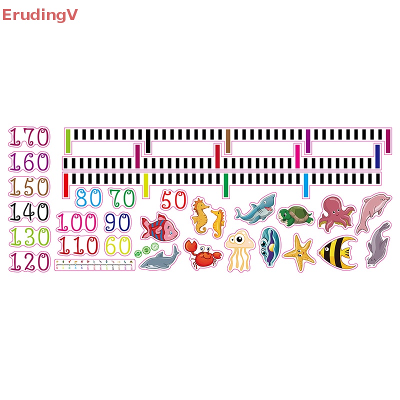 [ErudingV] Đề Can Đo Chiều Cao Dán Tường Hình Động Vật Dưới Biển [Mới]