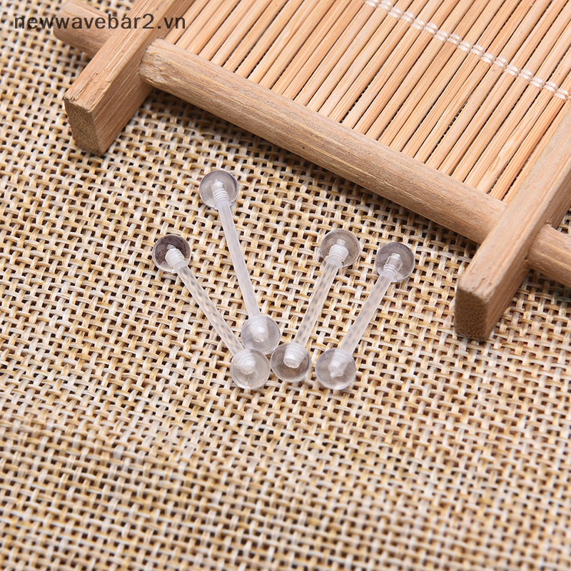 [Mới] Set 10 Khuyên Lưỡi Bằng Acrylic Mềm Trong Suốt Gợi Cảm Helix