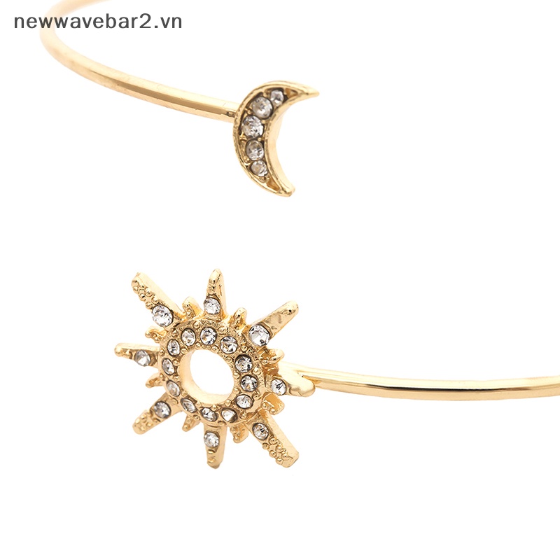 [Mới] Vòng Đeo Cánh Tay Mở Hình Học / Ngôi Sao / Mặt Trăng Đính Đá Zircon Có Thể Điều Chỉnh Làm Quà