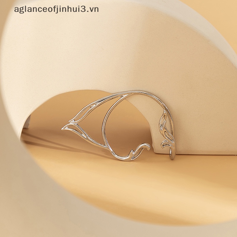 1 Khuyên Kẹp Vành Tai Hình Yêu Tinh Màu Vàng Thời Trang Cho Nữ