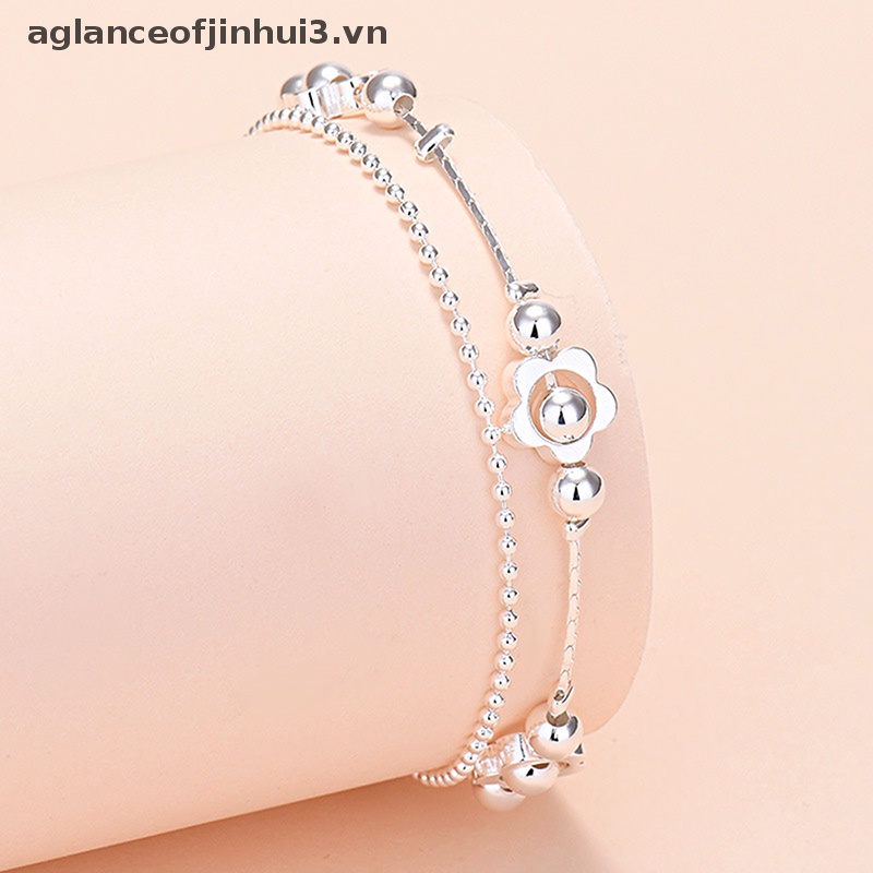 Vòng Tay Dây Xích Nhiều Lớp Bằng Bạc Thời Trang Cho Nữ