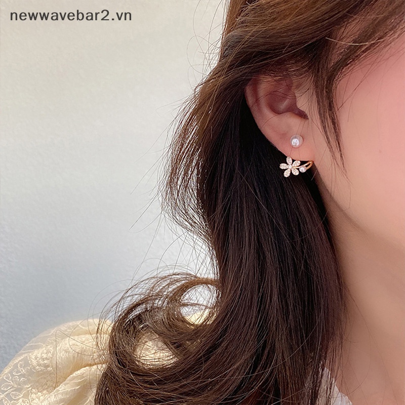[Mới] Bông Tai Hình Hoa Đính Ngọc Trai Giả Thanh Lịch Thời Trang Dự Tiệc Dành Cho Nữ