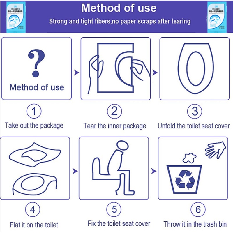 Bộ 50 Vỏ Bọc Bệ Ngồi Toilet An Toàn Chống Thấm Nước Dùng Một Lần
