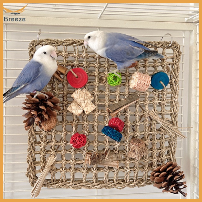 Thảm Cỏ Dệt Thủ Công Nhiều Màu Sắc Trang Trí Tường Cho Vẹt