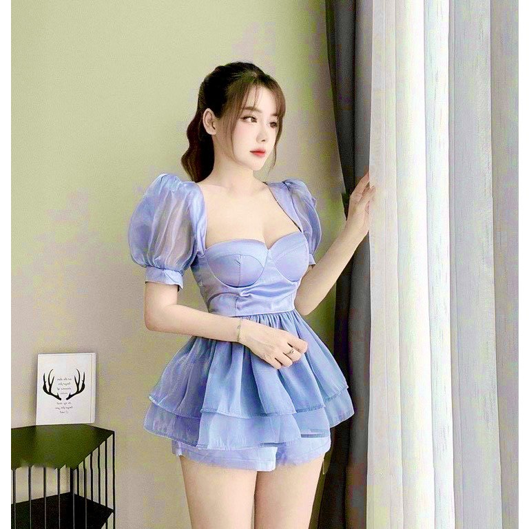 Sét bộ nữ 2 món babydoll nữ phối tầng tay phồng bo eo chất vải Voan Kiếng FreeSize feedback - Bảo An Shop top hot trend