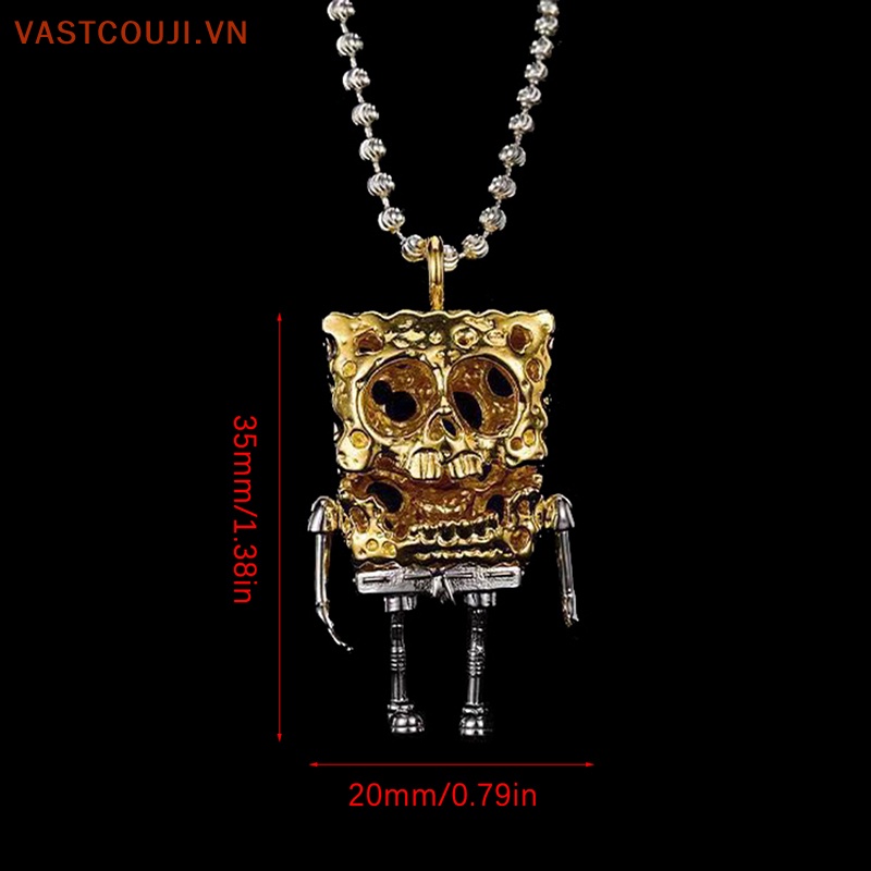 Vòng cổ Mặt Vuông Khắc Hình Đầu Lâu VASTJI Phong Cách Hip Hop Punk Cổ Điển Thời Trang Unisex