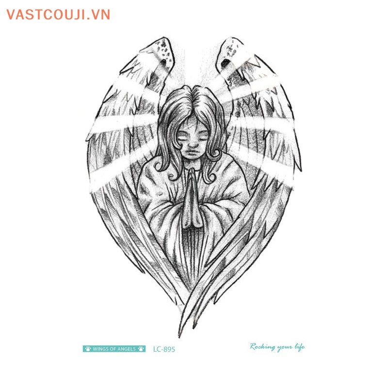1 Tấm Hình Xăm Dán Hình Cánh Thiên Thần VASTJI Dành Cho Nam Và Nữ