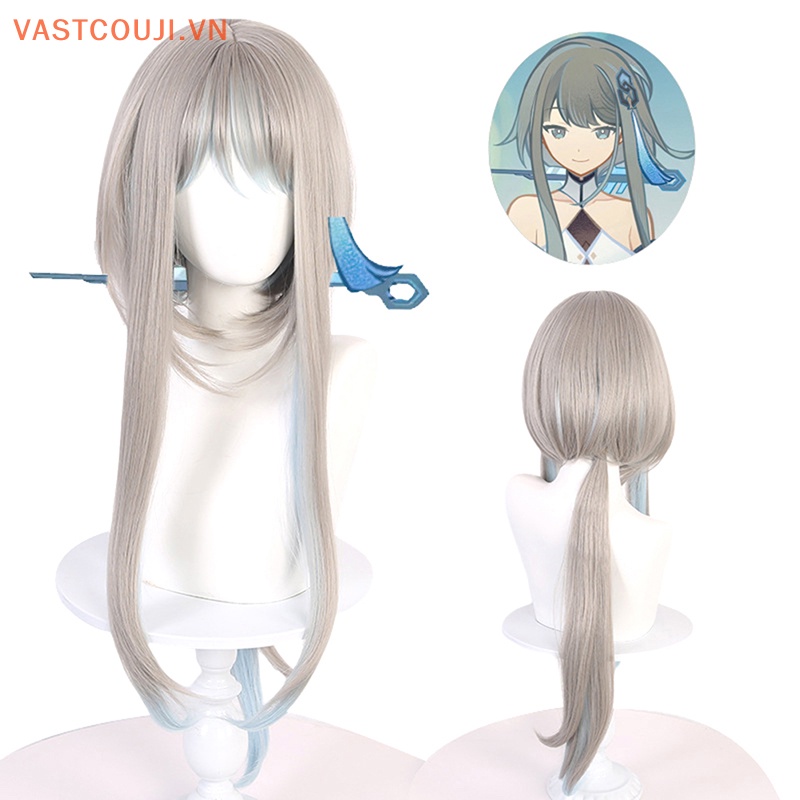 Tóc Giả Dài 105cm Màu Xám Nhạt Dùng Hóa Trang Nhân Vật VASTJI GenshinImpact Guizhong