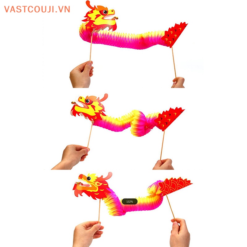 Đồ Chơi Rồng Nhảy Múa Cắt Giấy Thủ Công Hoài Niệm Năm Mới Trung Hoa Sáng Tạo Giáo Dục Cho Bé DIY