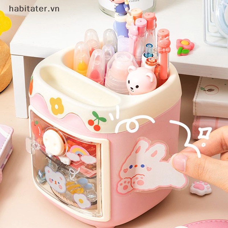 Hộp Đựng Bút / Cọ Trang Điểm Sức Chứa Lớn Hình Chú Heo Dễ Thương