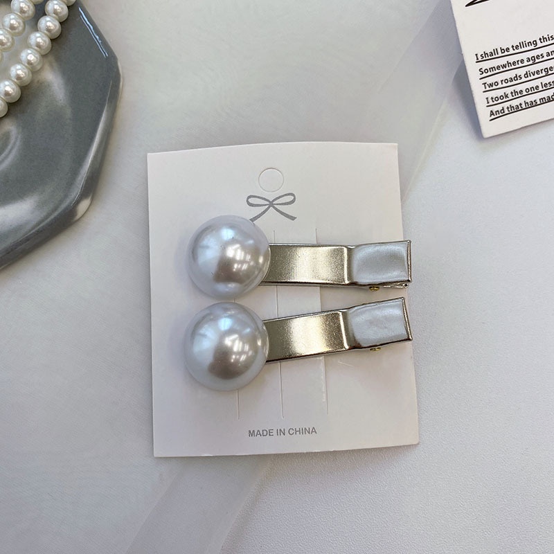 Kẹp Tóc Mỏ Vịt Màu Bạc Sáng Đính Ngọc Trai Phong Cách Âu Mỹ 2023