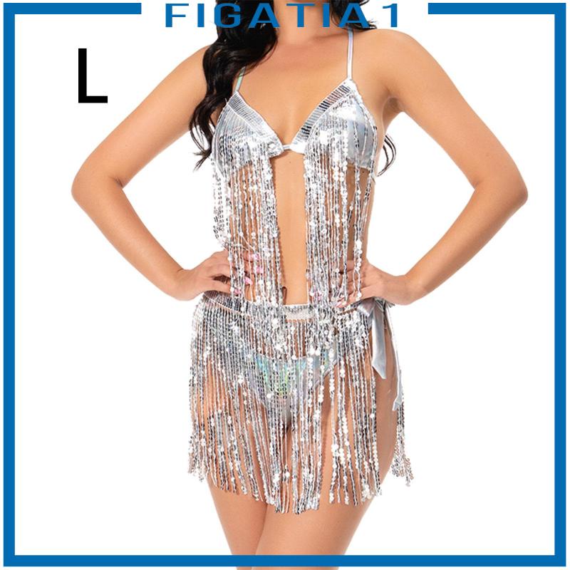 [figatia1] Bộ Đồ Bơi Bikini Mini Phối Tua Rua Đính Kim Sa Cho Nữ Dự Tiệc Lễ Hội