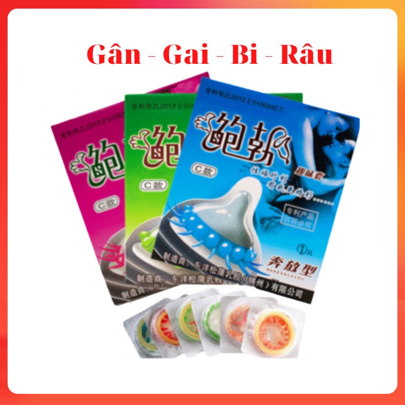 Bao Cao Su Runbo Gân Gai Bi Râu tăng khoái cảm kéo dài thời gian - Hộp 1 cái