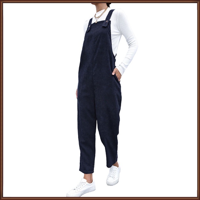 Quần Yếm Vải Nhung polyester 100% Màu Trơn Phong Cách Retro