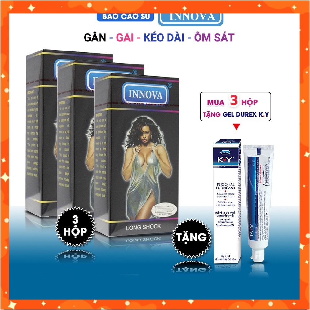 Combo 3 Hộp Bao Cao Su Innova Đen (Hộp 12c) - Bcs Gân Gai Siêu Kích Thích, Kéo Dài Thời Gian QH