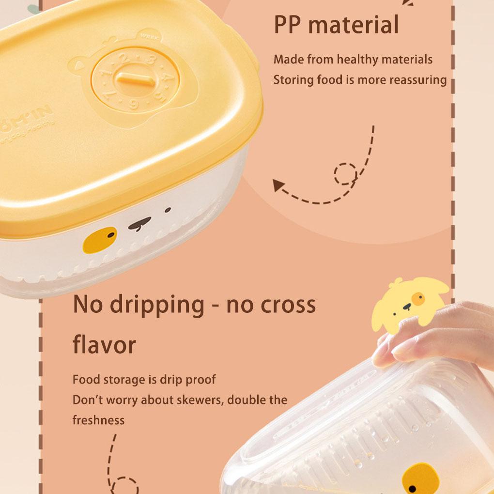 Hộp Đựng Trái Cây / Rau Củ Quả Bằng Nhựa Có Nắp Đậy Chống Rò Rỉ Họa Tiết Hoạt Hình Cho Tủ Lạnh / Trường Học /