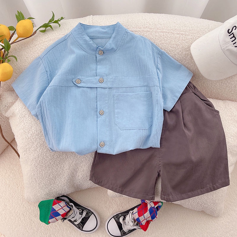 Áo Sơ Mi Tay Ngắn Dáng Rộng Thời Trang Mùa Hè Cho Bé Trai