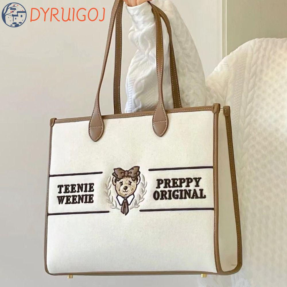 Túi Tote Đeo Vai Thêu Họa Tiết Gấu TW Dễ Thương Kích Thước Nhỏ Gọn Dành Cho Nữ