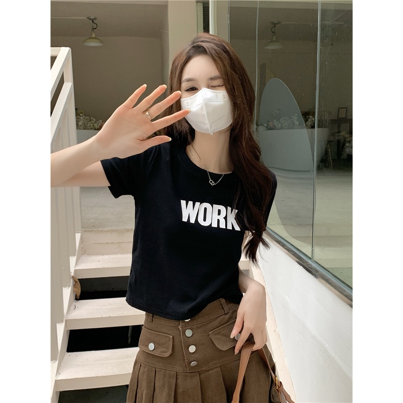 Áo Thun Tay Ngắn Cổ Tròn In Chữ Thời Trang Dành Cho Nữ