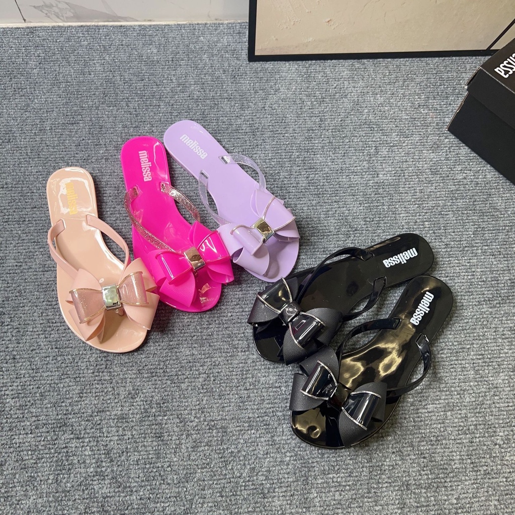 Giày Sandal Đế Bệt Mùa Hè Đính Nơ Thoải Mái Dễ Phối Đồ Cho Nữ (Không Kèm Hộp Đựng Giày