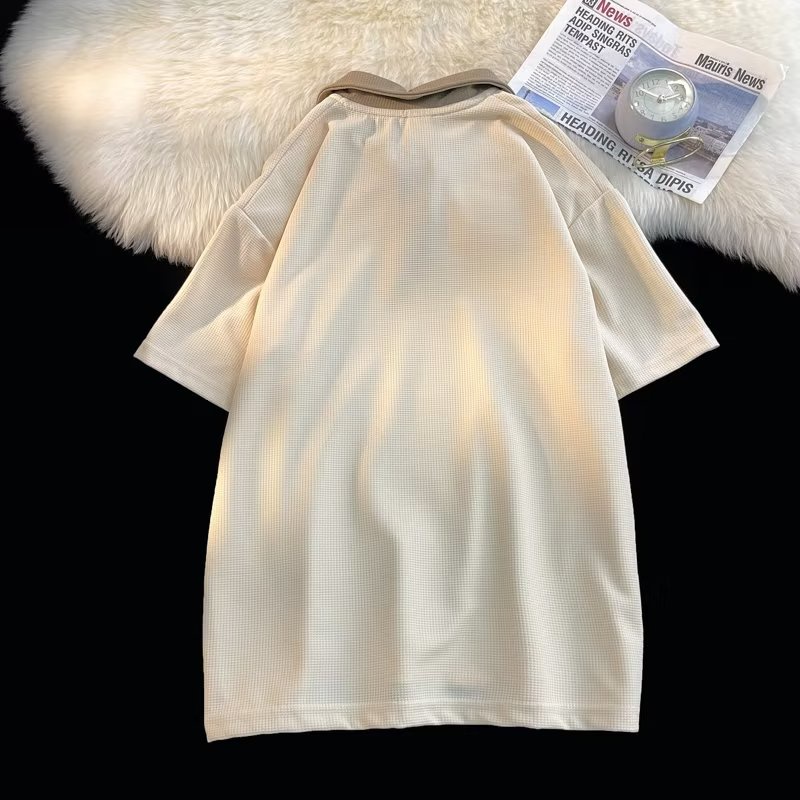 Set Đồ Thể Thao Gồm Áo polo + Quần Short Dây Rút Họa Tiết Tổ Ong Chất Liệu cotton Thời Trang Mùa Hè