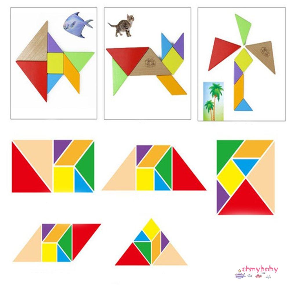 [Sẵn sàng] Vui Vẻ Bằng Gỗ Hình Học Thoi Tangram Xếp Nhận Thức Phát Triển Trí Tuệ Đồ Chơi Trẻ Em Khai Sáng [P/22]