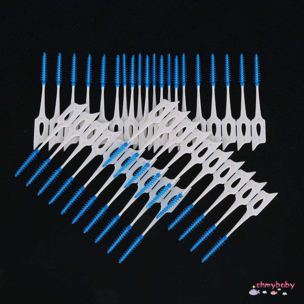 [Trong kho] 40 Hộp Trong Suốt Bàn Chải Kẽ Răng Massage Đàn Hồi Tăm Cao Su Mềm Công Dụng Kép Làm Sạch Chăm Sóc [P/12]