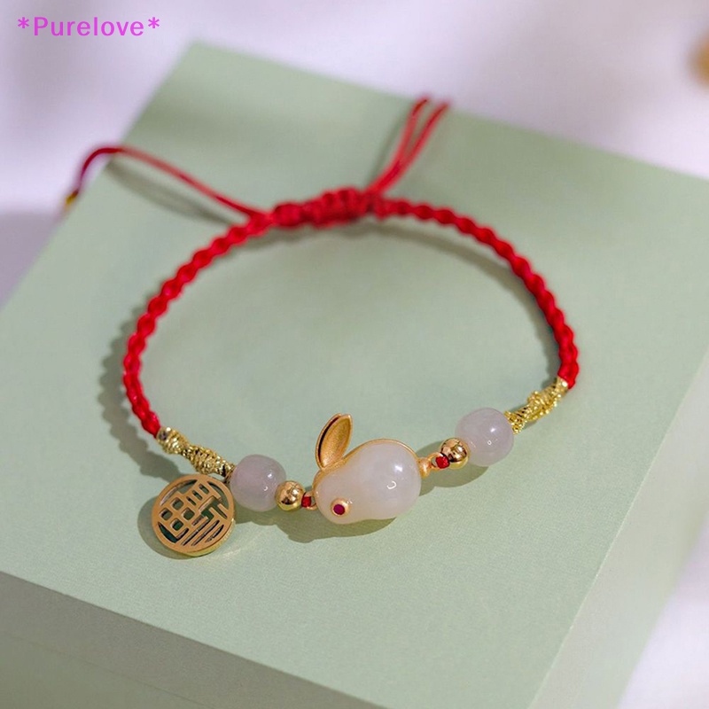 Vòng Tay Dây Bện Màu Đỏ Phối Mặt Hình Thỏ Nghệ Thuật Năm Mới 2023