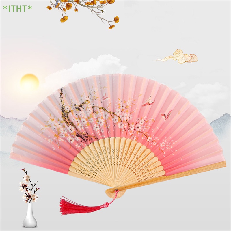 Quạt Xếp Cầm Tay Bằng Lụa Phong Cách Trung Hoa Cổ Điển Mới