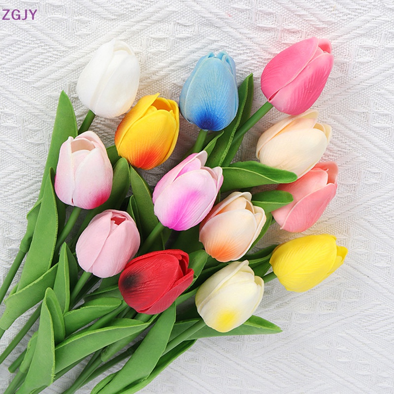 Set 5 / 10 Hoa Tulip Nhân Tạo Bằng PU Màu Sắc Ngẫu Nhiên Trang Trí Nhà Cửa / Tiệc Cưới DIY Mới