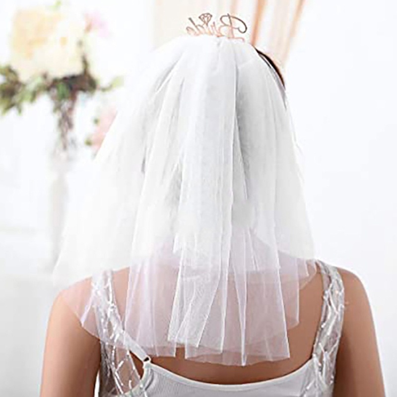 Băng Đô Cài Tóc Phối Mạng Che Mặt Thanh Lịch Cho Cô Dâu