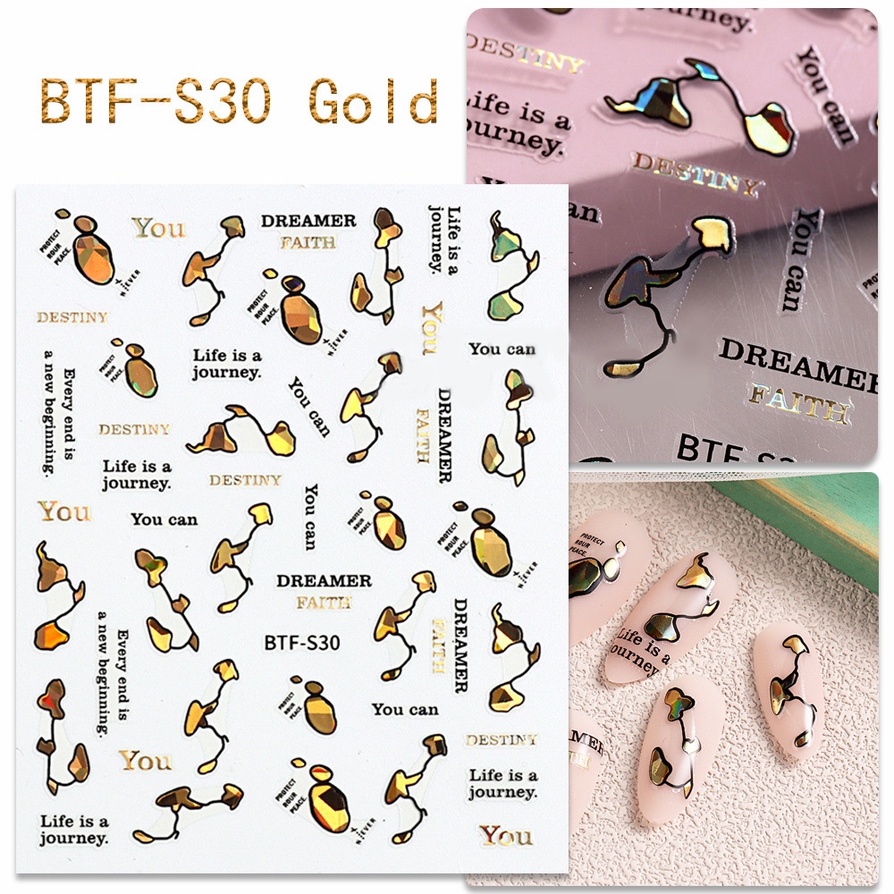 Miếng Dán Trang Trí Móng Tay Họa Tiết Cẩm Thạch Màu Vàng Laser Mới 2023