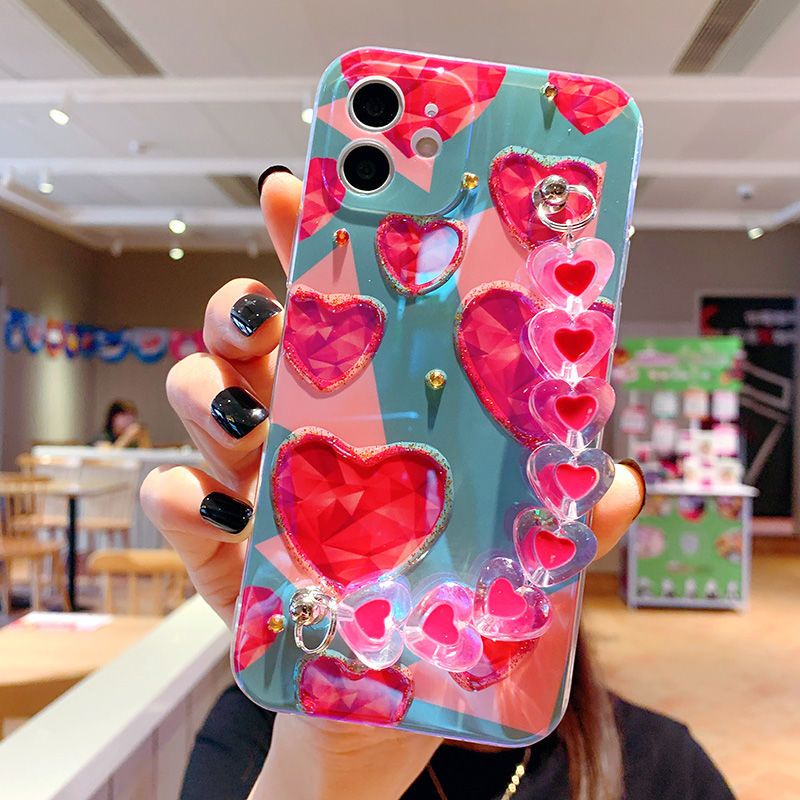 Ốp Điện Thoại Silicone Mềm Có Vòng Tay Trái Tim Cho Iphone 14 / 13 / 12 Pro Max 11 12 13 14 8plus 7plus Xs / XR / Xs Max