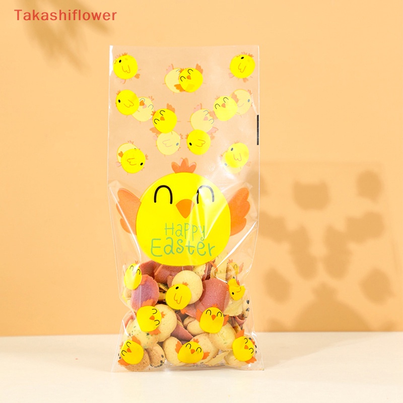 Set 50 Túi Nhựa Đựng Kẹo Có Dây Buộc Hình Thỏ Dễ Thương