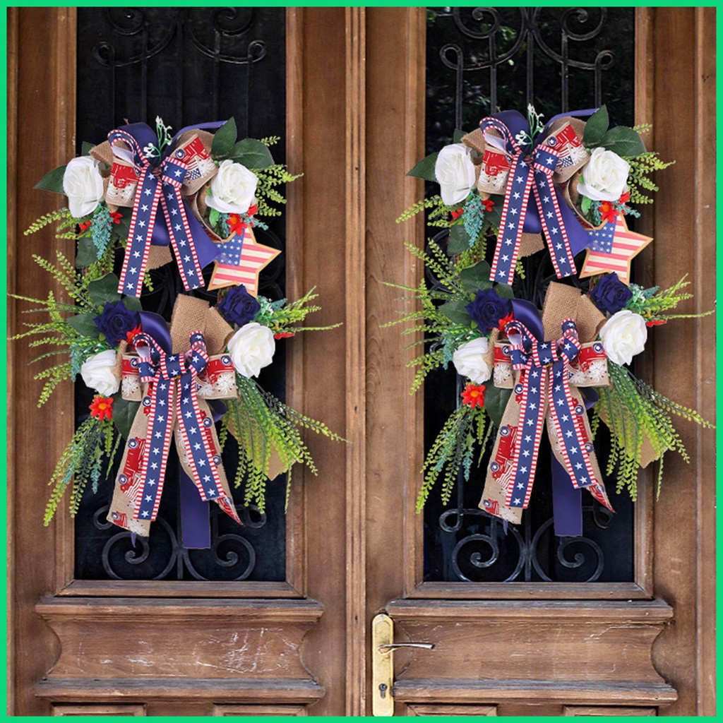 Vòng Hoa Gắn Cửa Trước Ngày Độc Lập 4th Của Thứ Bảy Hoa Kỳ Màu Đỏ Xanh Lam Trắng