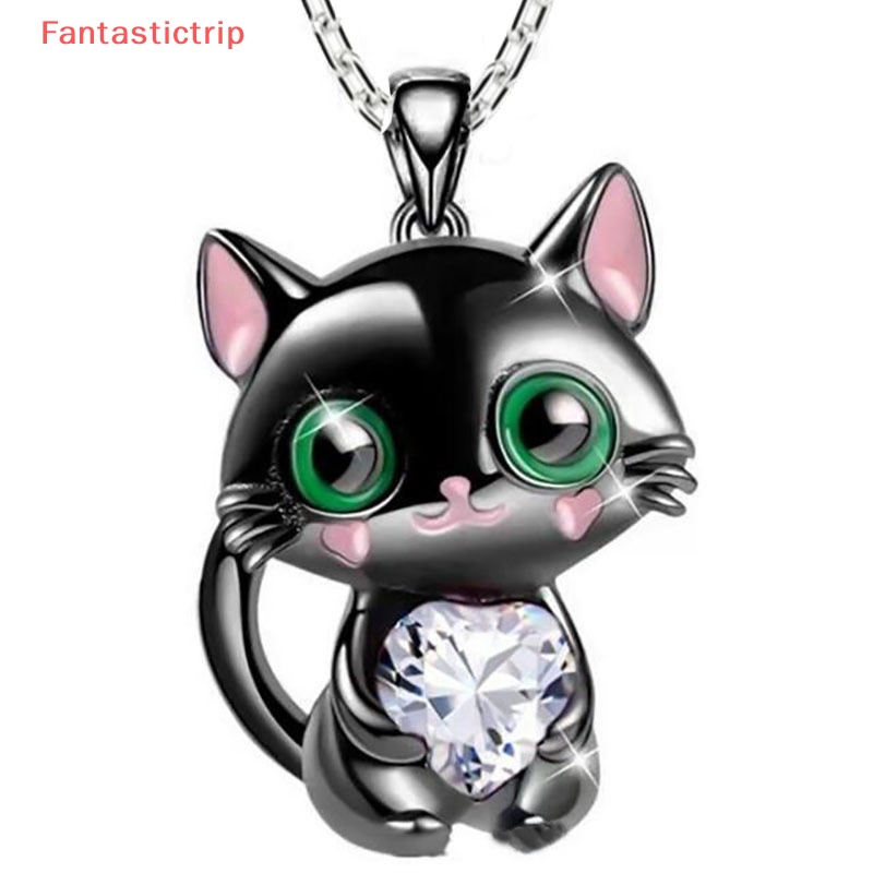 Vòng cổ Mặt Hình Mèo Bằng Pha Lê Tự Nhiên Thời Trang Cho Nữ