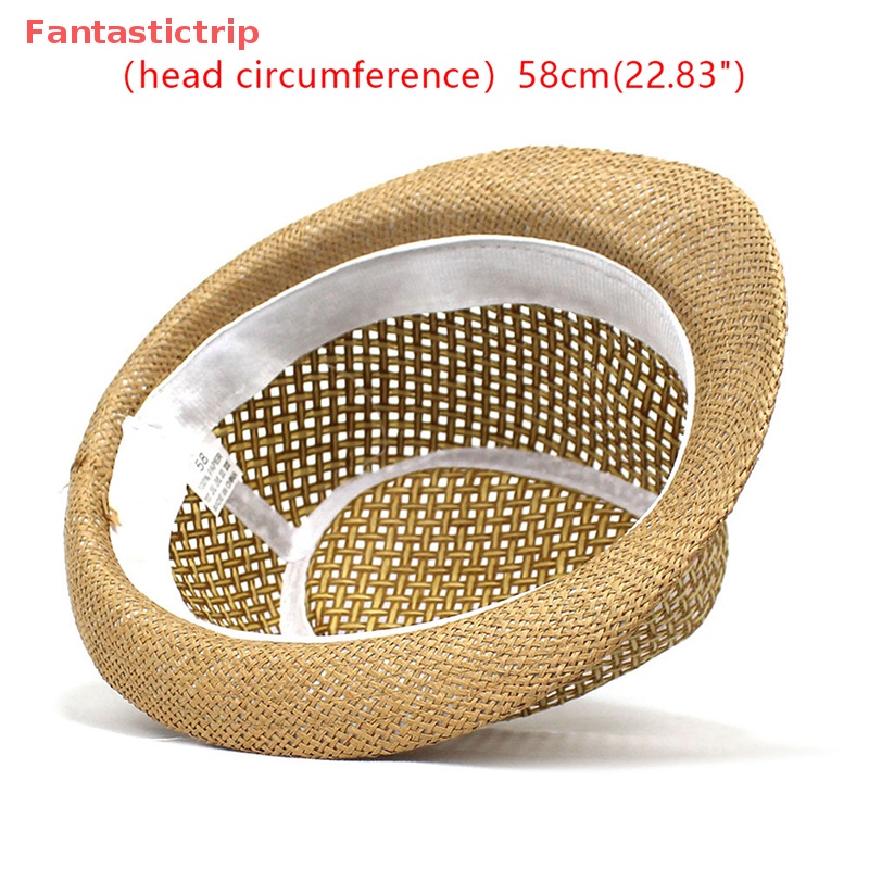 [Fantastictrip] Mũ Rơm Cao Bồi Fedora Jazz Thoáng Khí Chống Nắng Đi Biển Mùa Hè Phong Cách Retro Anh Quốc Cho Nam Giới Mới