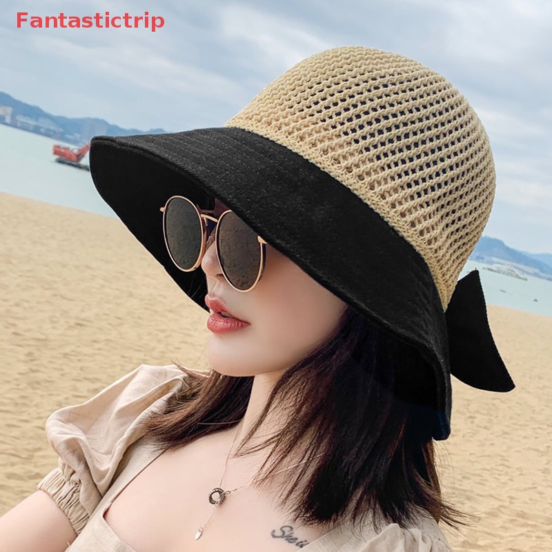 Nón Tai Bèo Vành Rộng Hở Chóp Phối Lưới Thoáng Khí Thời Trang Đi Biển Mùa Hè Cho Nữ