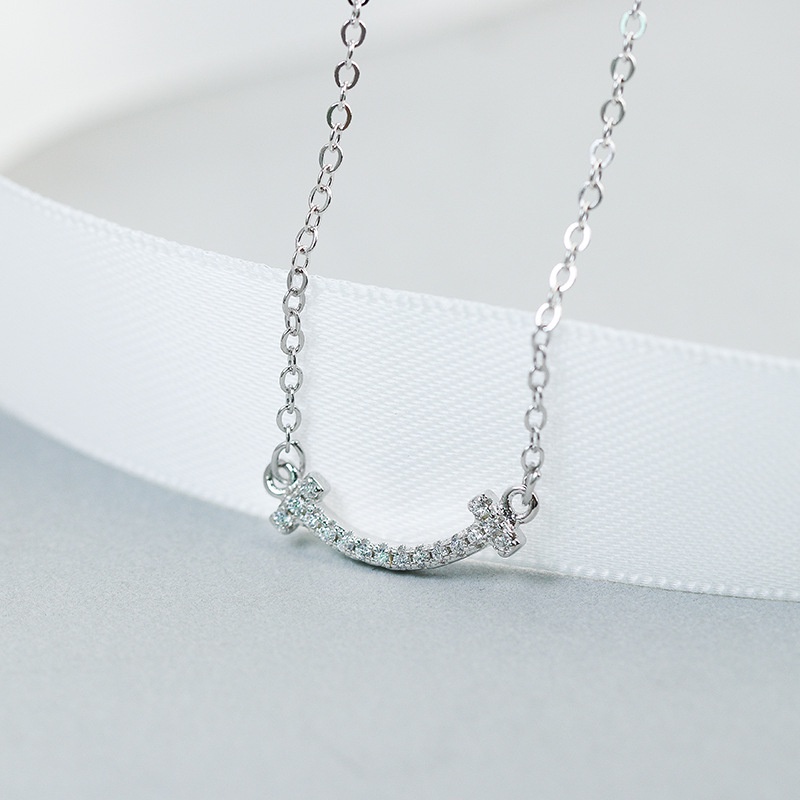We Flower Vòng Cổ Mạ Bạc 925 Mặt Cười Đính Đá Zircon Thanh Lịch Thời Trang Cho Nữ