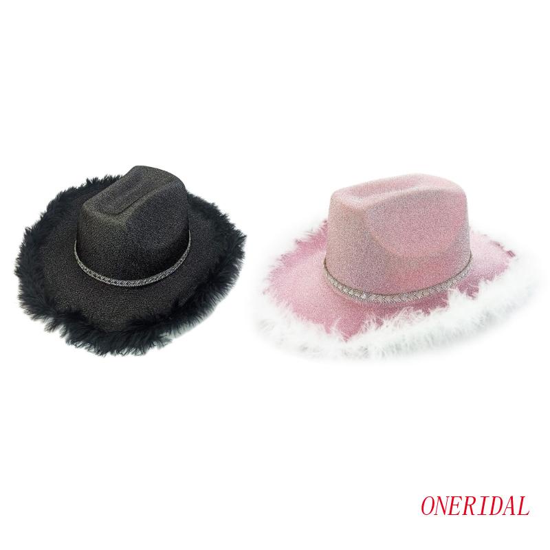 Mũ Cao Bồi Đính Lông Vũ Lấp Lánh Cho Cô Dâu