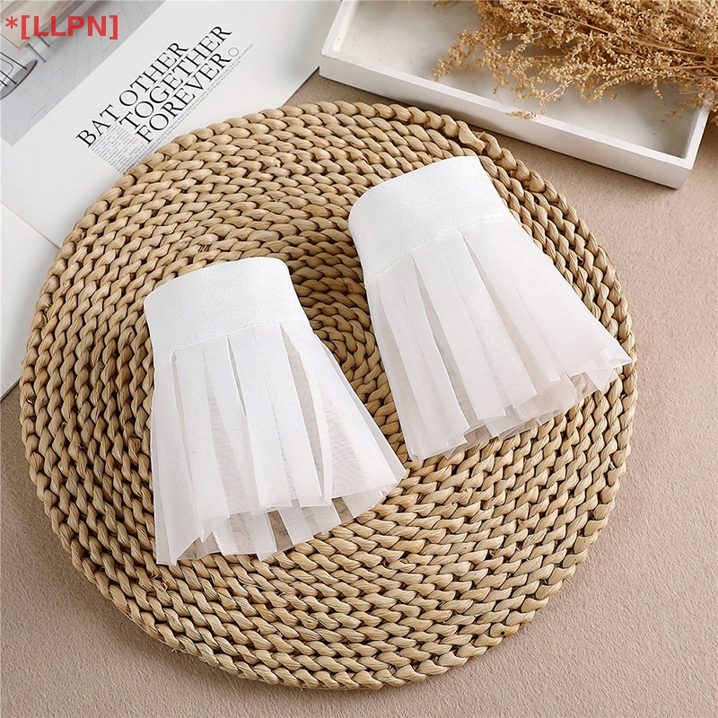 1 Cặp Găng Tay Ren Xếp Ly Màu Trơn Có Thể Tháo Rời Cho Nữ