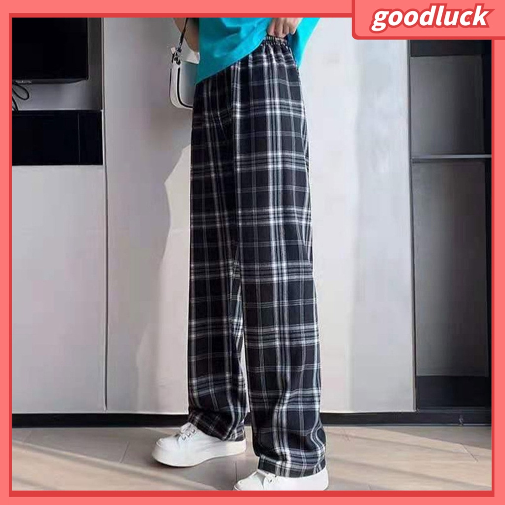 [ULK] Quần Dài Ống Đứng In Họa Tiết Kẻ Sọc Một Kích Thước Nhẹ Nhàng Thời Trang Đường Phố Mù