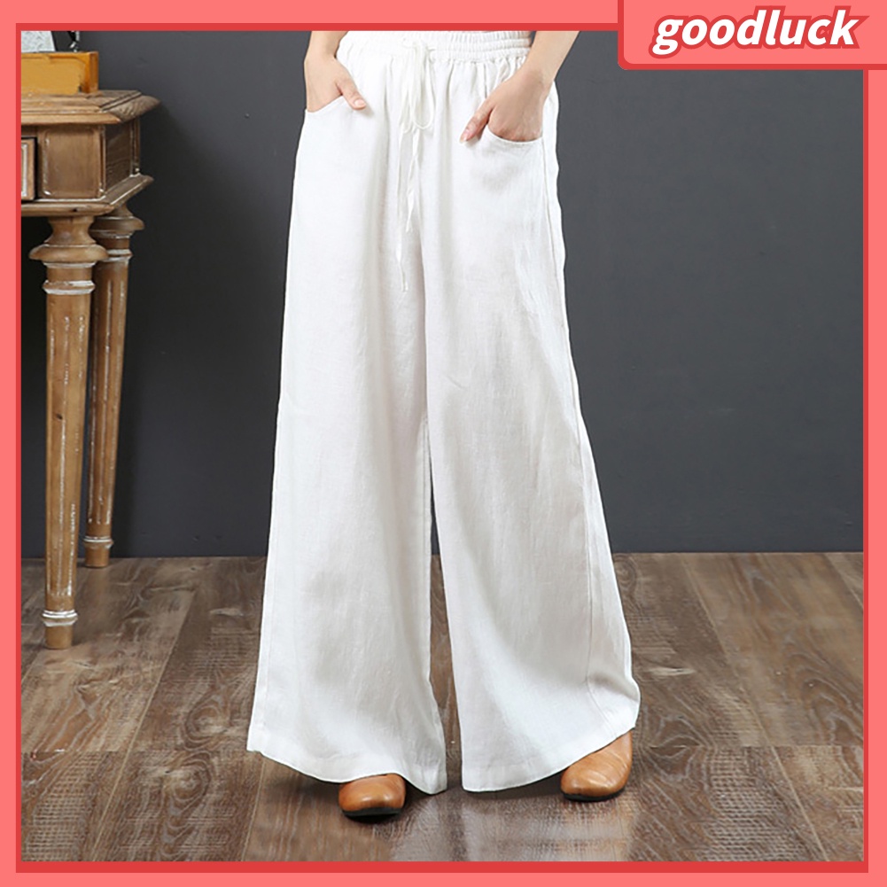 [ULK] Quần Dài Cotton Lanh Lưng Cao Ống Đứng Phong Cách Vintage Cho Nữ