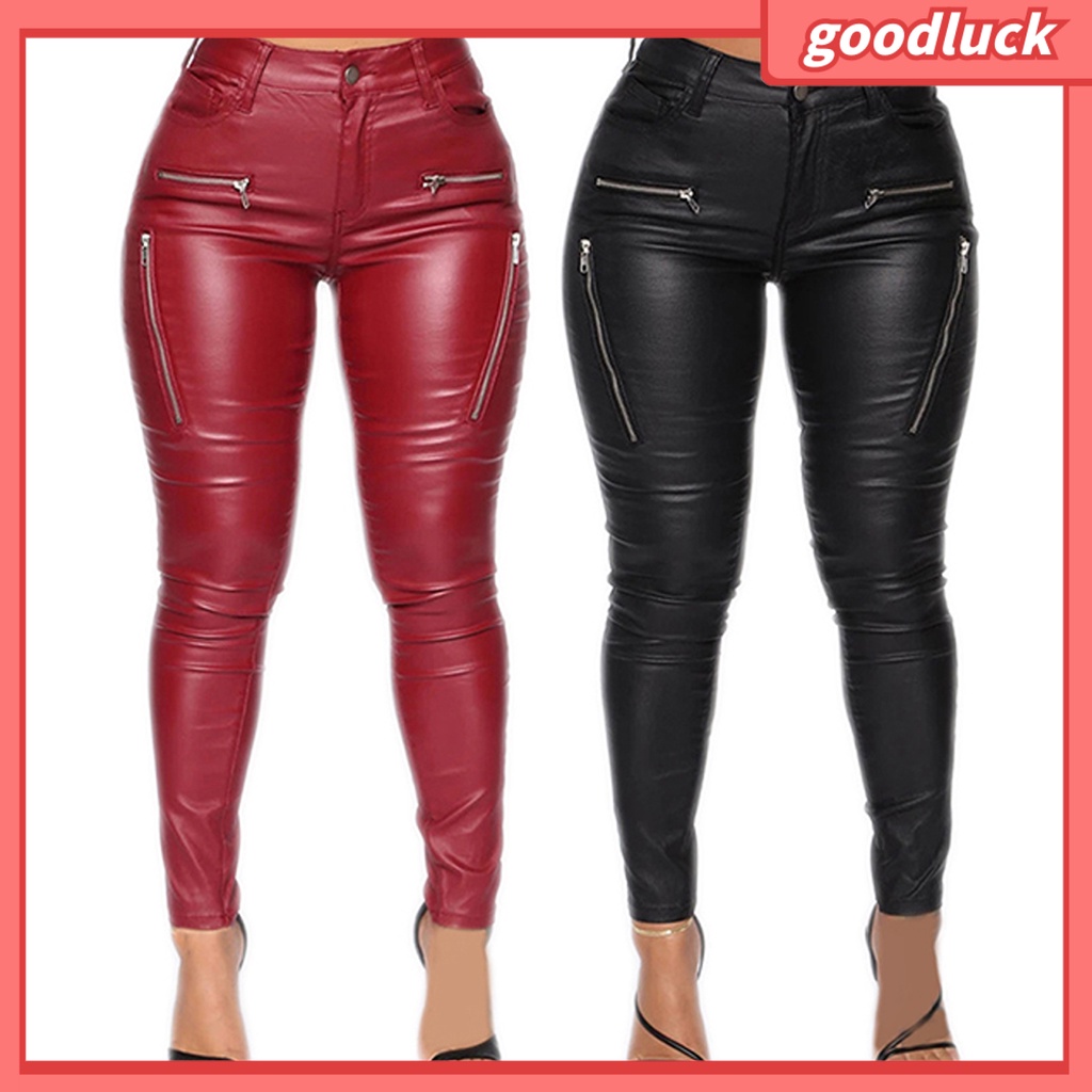 Quần Dài Nữ Giả Da Lưng Vừa Thời Trang Dự Tiệc