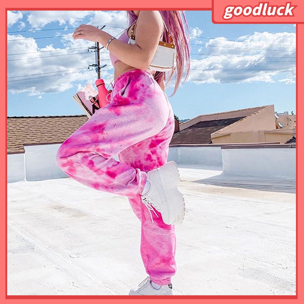 Quần Dài Dáng Ôm Lưng Cao Màu Nhuộm Phong Cách Đường Phố Thời Trang Cho Nữ