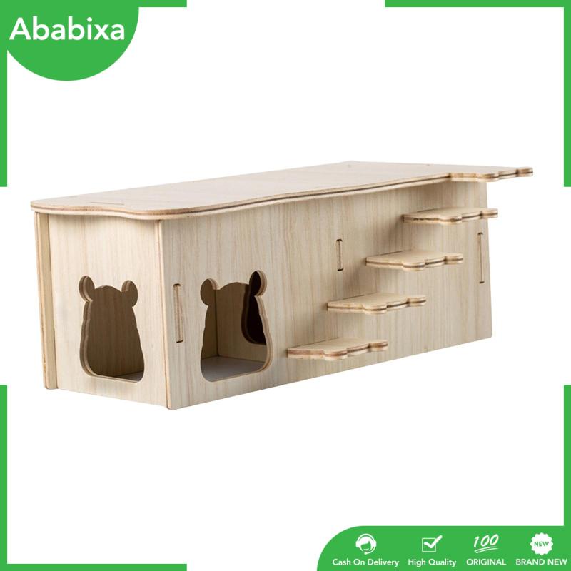 Nhà Gỗ Ẩn Màu Trơn Kèm Thang Leo Đồ Chơi Cho Hamster / Chuột Hamster