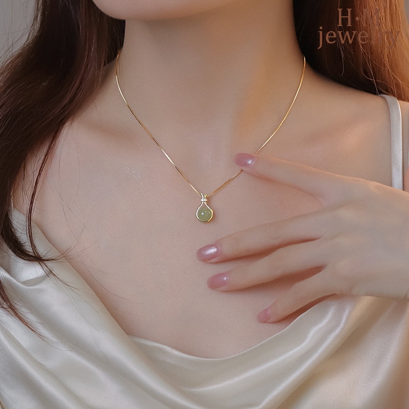 Vòng cổ Bạc 925 Mặt Hình Túi May Mắn Phong Cách Hetian Mới 2023