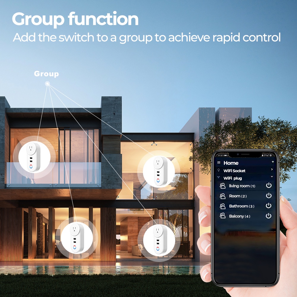 SMATRUL Tuya Ổ Cắm Thông Minh Wifi US Plug Chuyển đổi ổ Cắm 16A Sạc Thời Gian